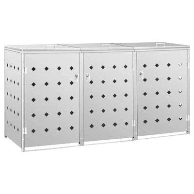 vidaXL Triple Wheelie Bin Shed 63.4 gal Stainless image 0