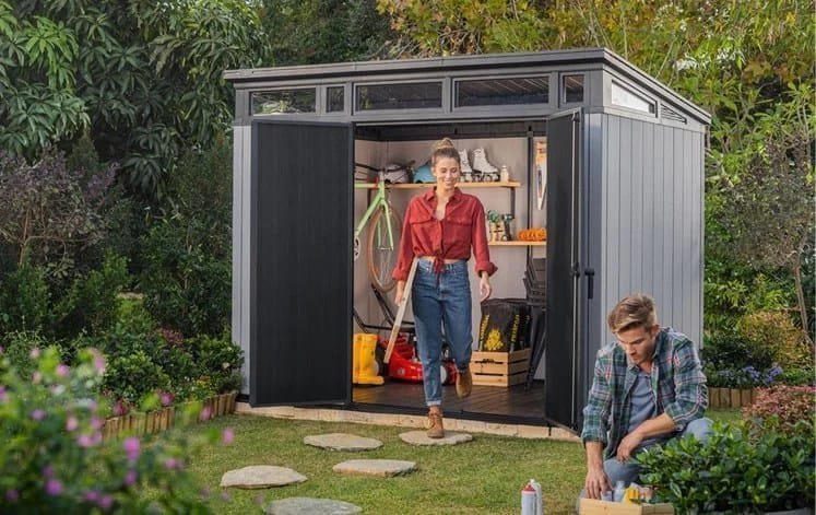 Keter Artisan 9×7 Foot Large Outdoor Shed with Floor with Modern Design for Patio Furniture image 2
