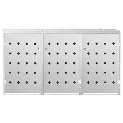 vidaXL Triple Wheelie Bin Shed 63.4 gal Stainless image 1