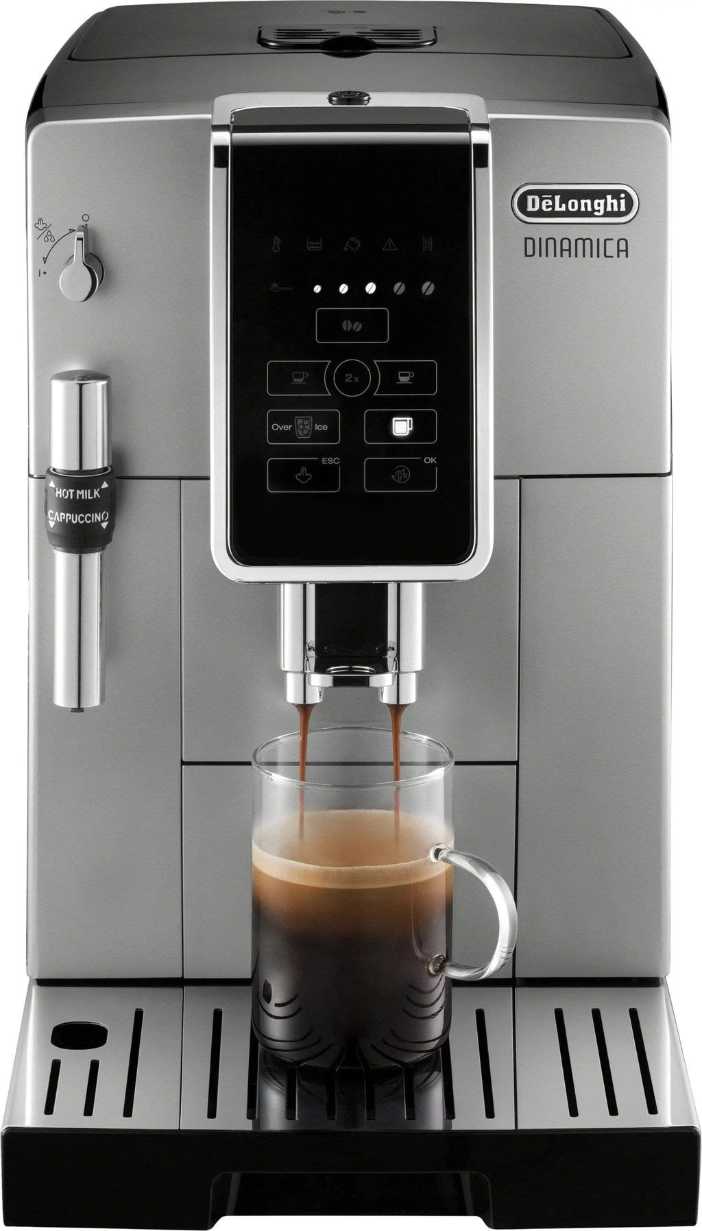 De’Longhi – Dinamica TrueBrew Over Ice Fully Automatic Coffee and Espresso Machine- Chrome and Black image 1