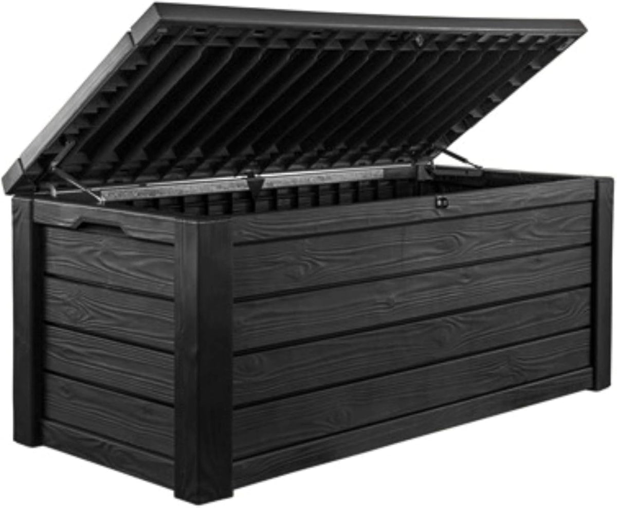 Keter Westwood 150-Gallon Resin Outdoor Storage Box | Weather-Resistant Deck Bin for Patio Cushions, Garden Tools & Pool Accessories – Dark Grey image 8