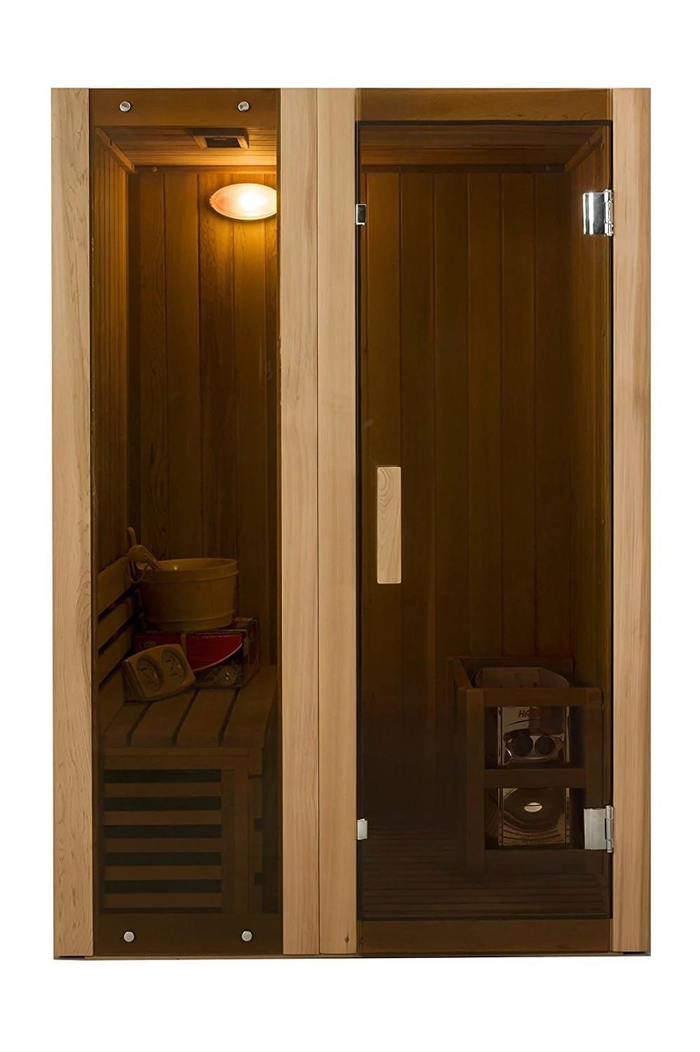 ALEKO StI2ced Cedar Indoor Wet Dry Sauna Steam Room, 3 kW Harvia KIP Heater, 2 Person image 1