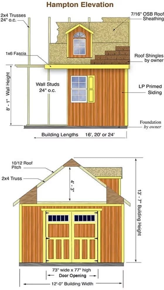 Hampton 12 ft. W x 16 ft. D Wood Storage Shed Kit with Floor (192 Sq. ft.) Installtion Included image 9