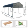 11x19FT Heavy Duty Metal Carport | Galvanized Outdoor Shelter for Cars, Boats & Parties image 0