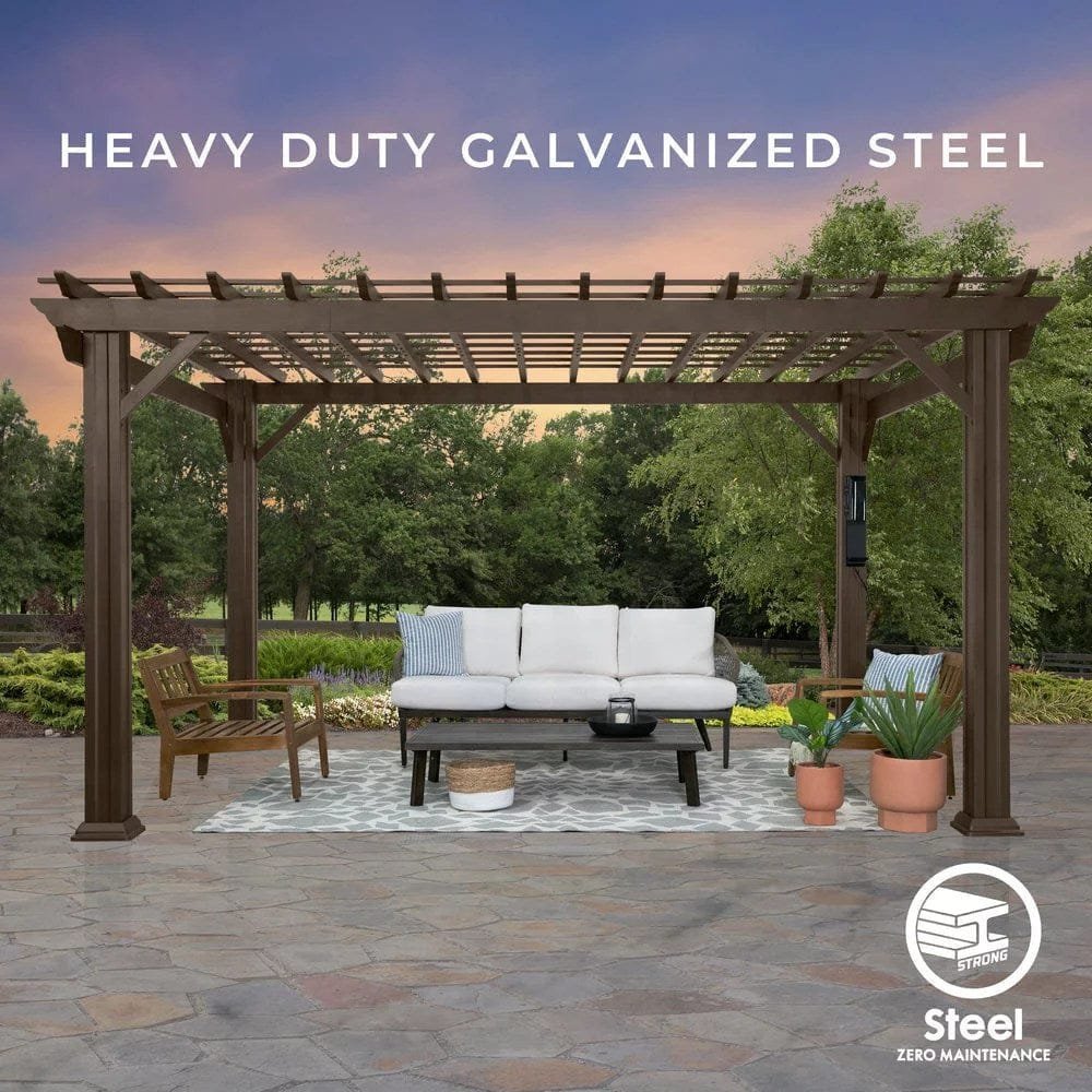 16×12 ashford traditional steel pergola with sail shade soft canopy image 6