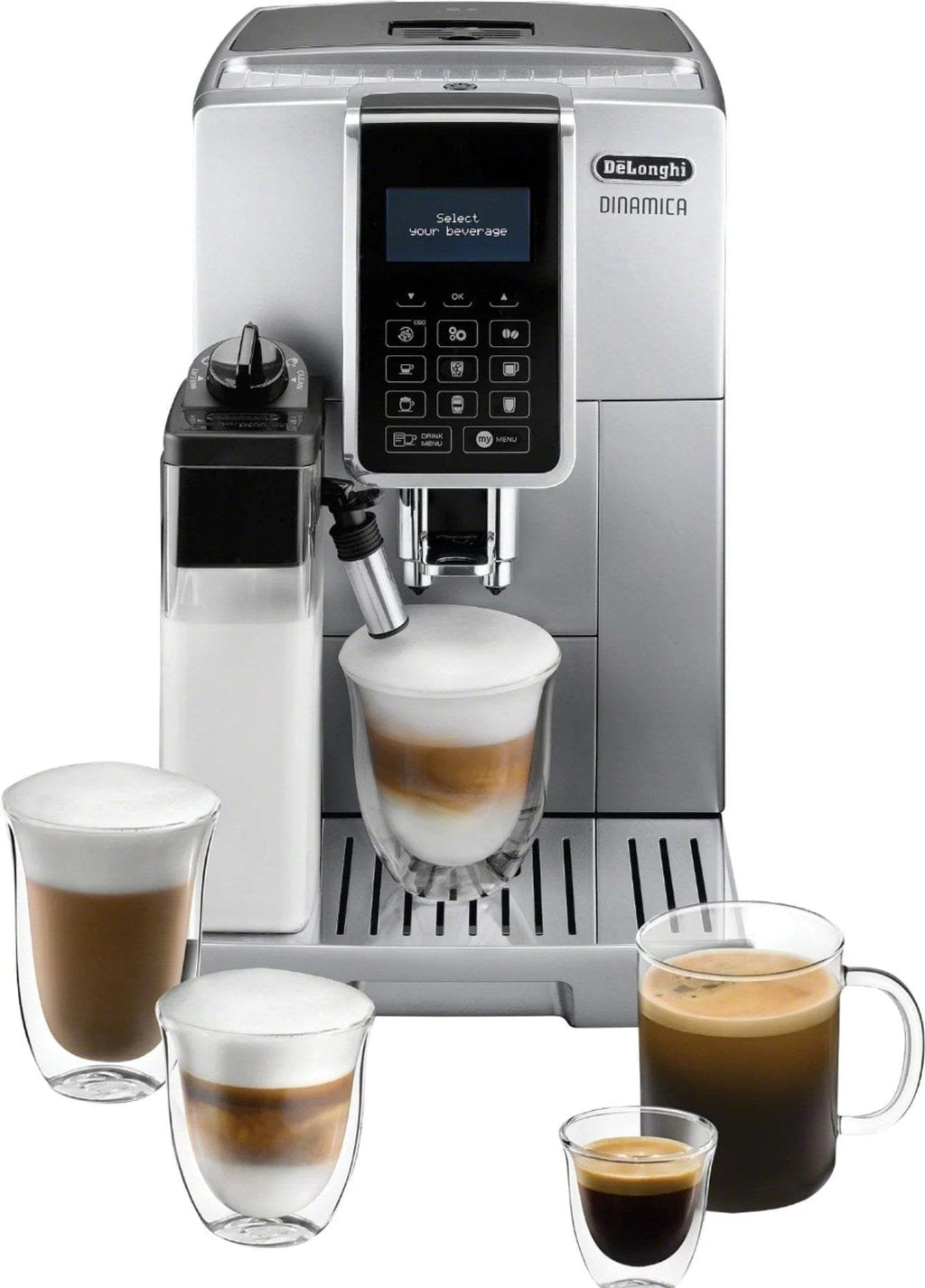 De’Longhi – Dinamica Espresso Machine with 15 bars of pressure and LatteCrema Fully Automatic Milk Frother – Silver image 0