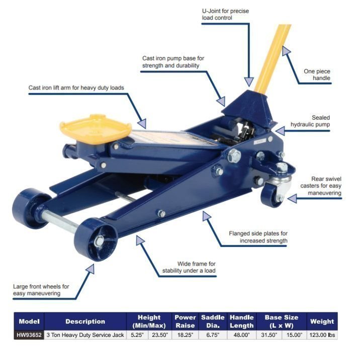 Hein-Werner 3-Ton Heavy-Duty Service Jack image 1