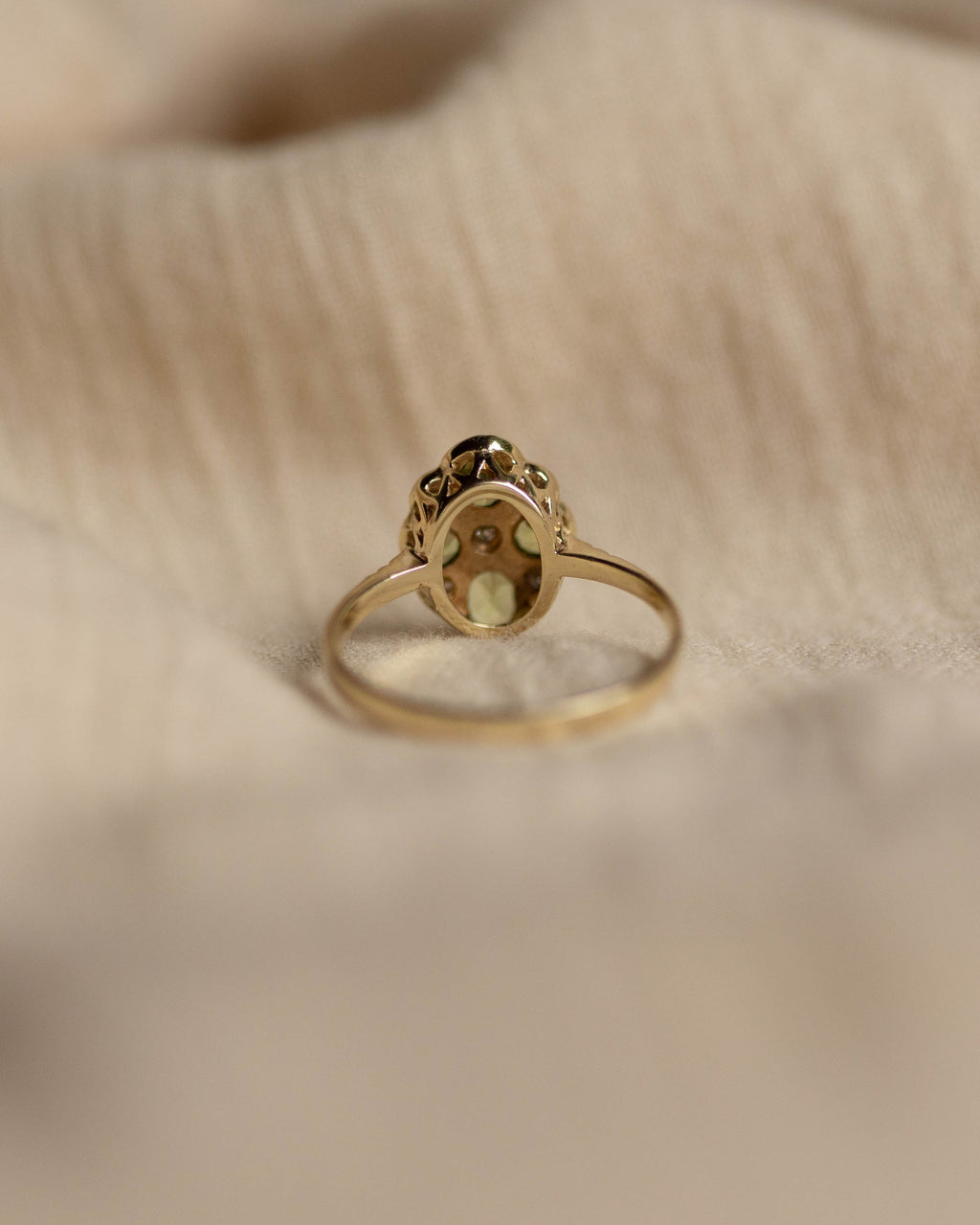 Patience Vintage 9ct Gold Peridot & Diamond Cluster Ring