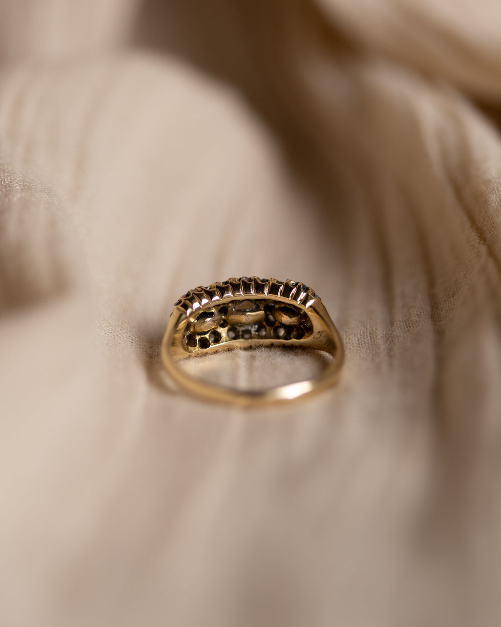 Temperance 1890 Antique 18ct Gold Pearl & Diamond Cluster Ring