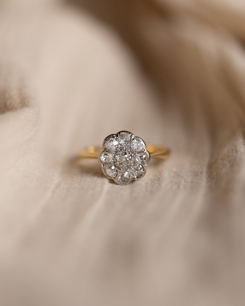 Darlene Antique 18ct Gold Diamond Daisy Cluster Ring
