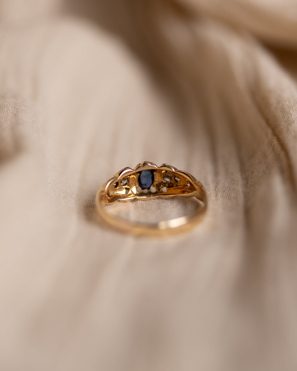Alma Antique Victorian 18ct Gold Sapphire & Diamond Ring