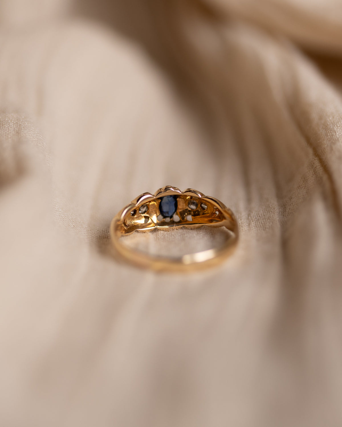 Alma Antique Victorian 18ct Gold Sapphire & Diamond Ring