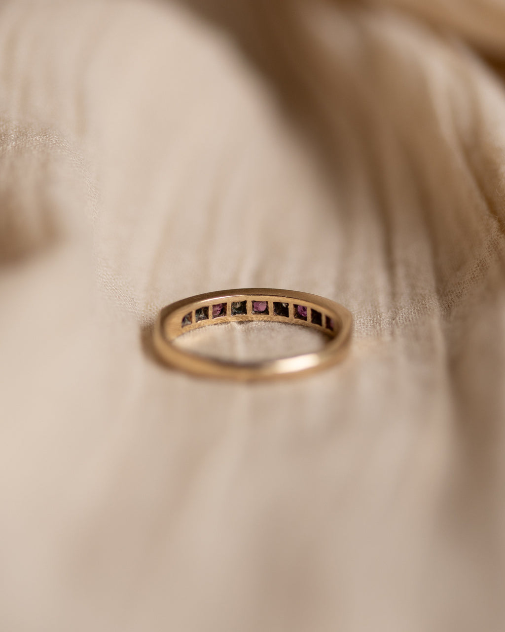 Rosemary 1979 Vintage 9ct Gold Ruby & Diamond Half Eternity Ring