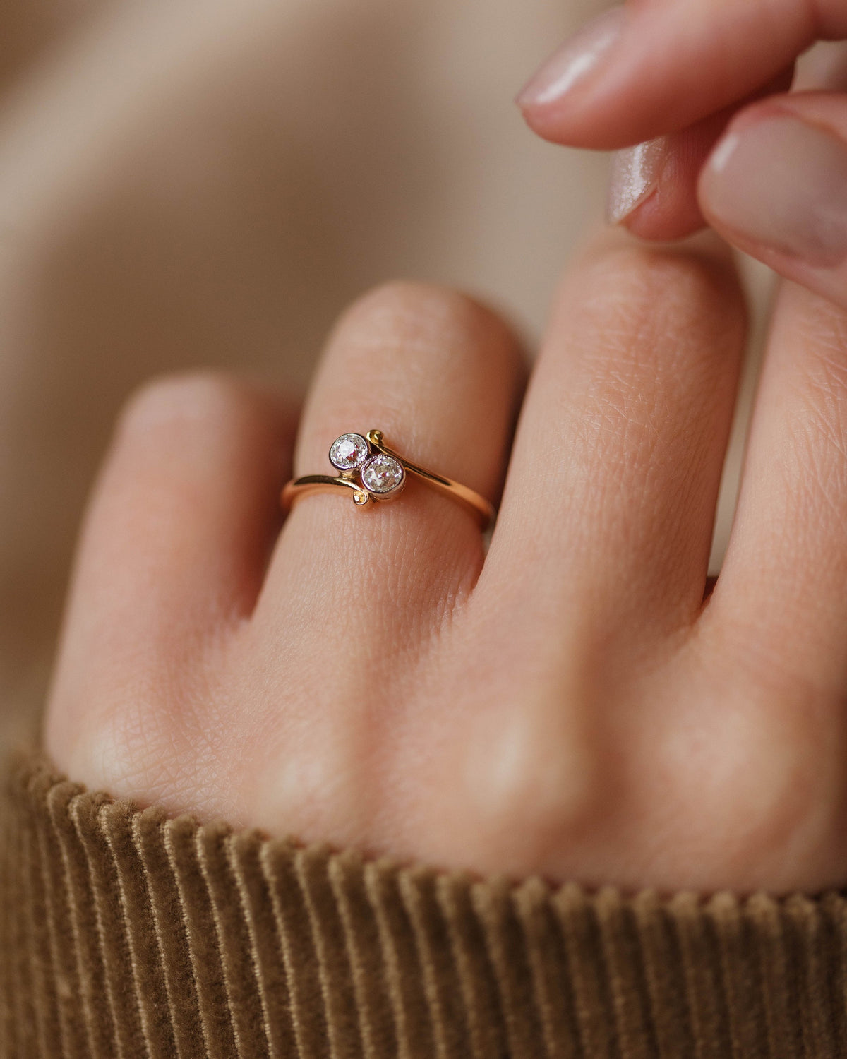 Grace Antique 18ct Gold Diamond Toi Et Moi Ring