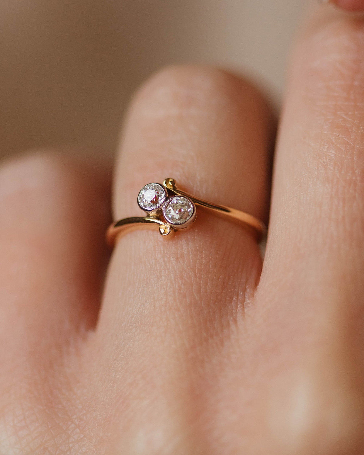 Grace Antique 18ct Gold Diamond Toi Et Moi Ring