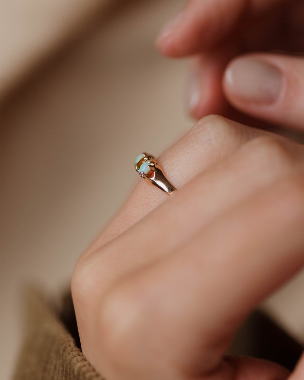 Clarice Vintage 9ct Gold Citrine & Opal Trilogy Ring