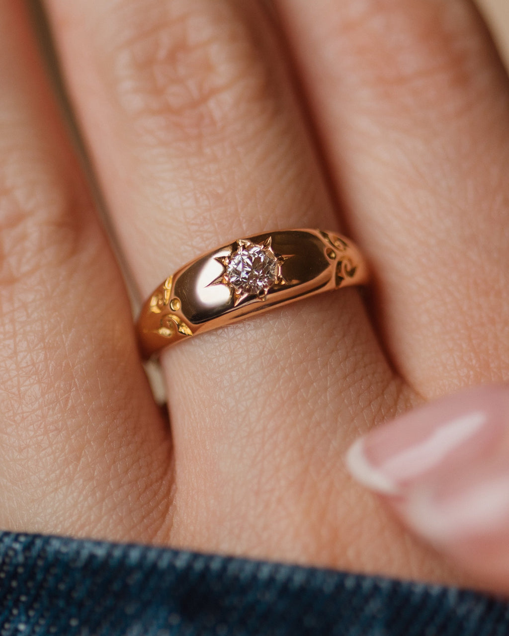Alfreda 1897 Antique 18ct Gold Star Set Diamond Ring