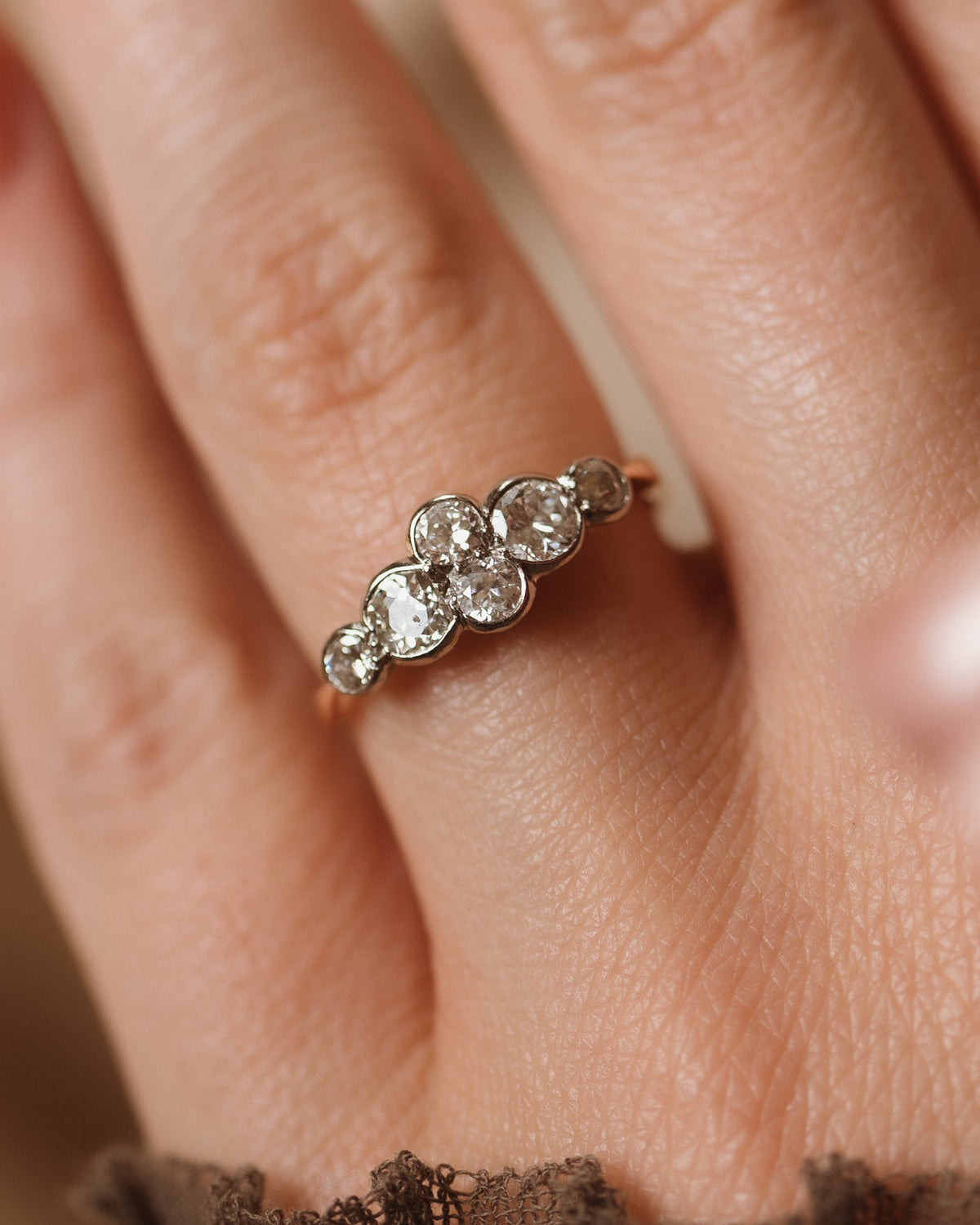 Verity Vintage 18ct Gold Diamond Six Stone Ring