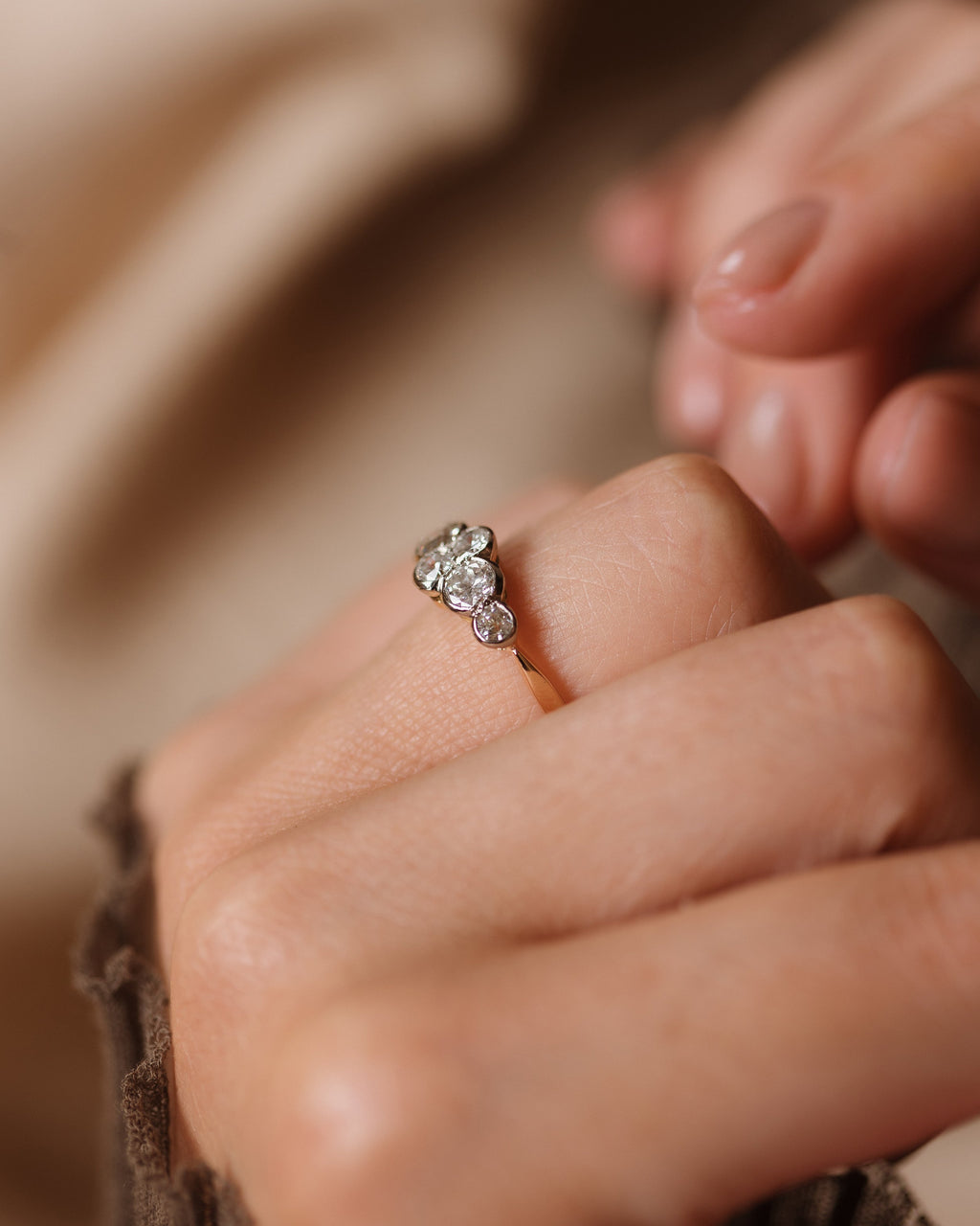 Verity Vintage 18ct Gold Diamond Six Stone Ring