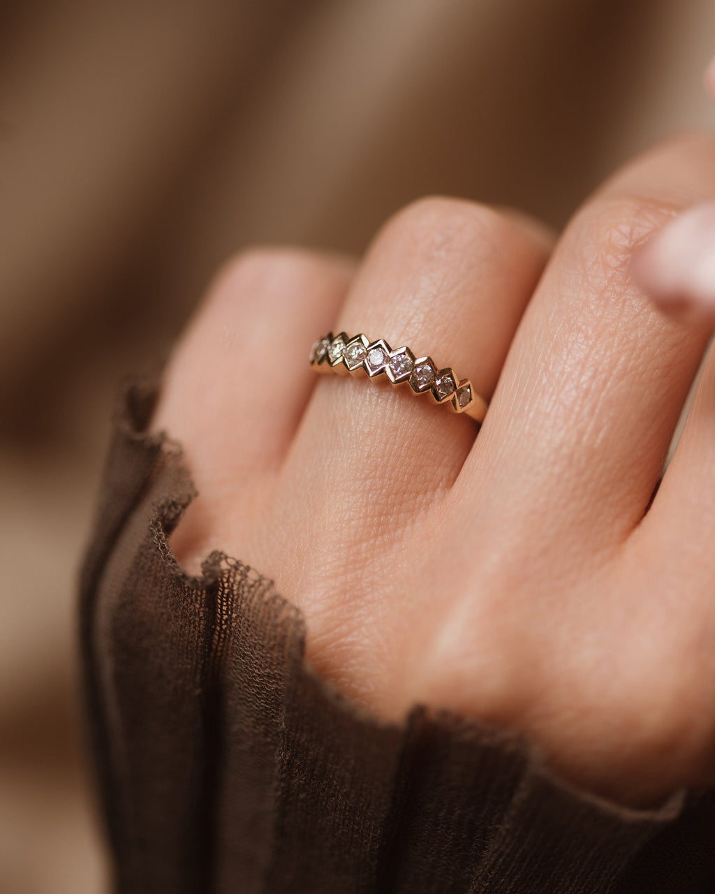 Christabel Vintage 9ct Gold Diamond Half Eternity Ring