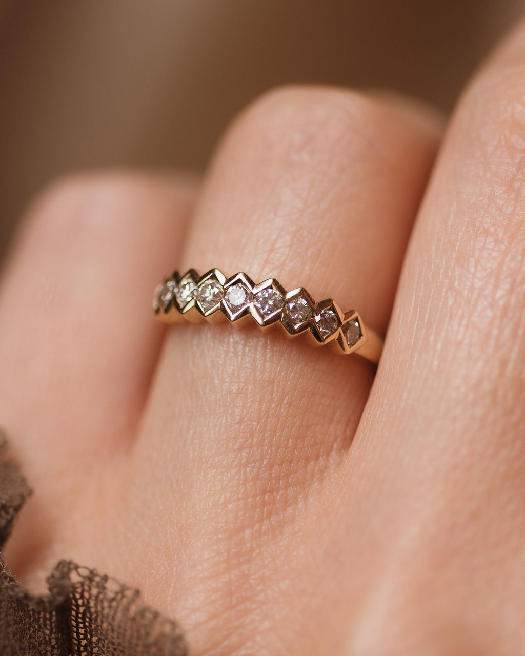 Christabel Vintage 9ct Gold Diamond Half Eternity Ring