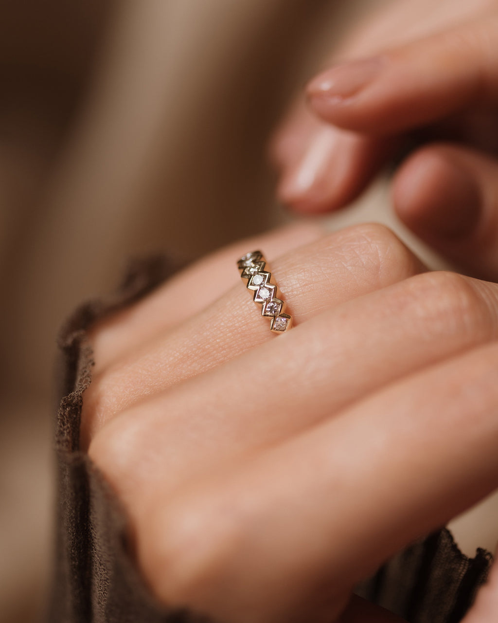 Christabel Vintage 9ct Gold Diamond Half Eternity Ring