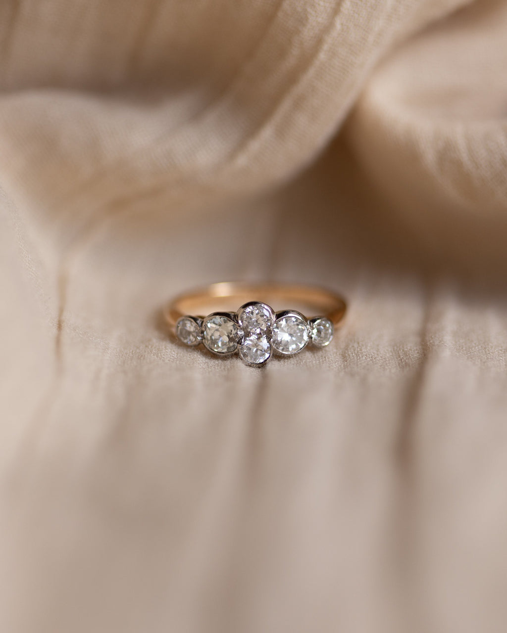 Verity Vintage 18ct Gold Diamond Six Stone Ring