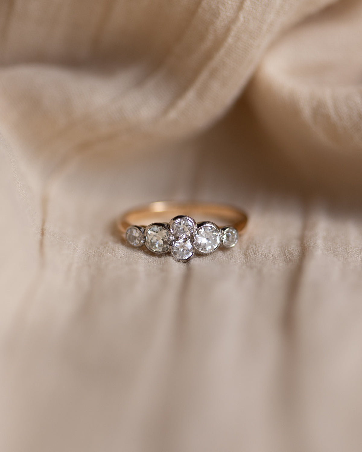 Verity Vintage 18ct Gold Diamond Six Stone Ring