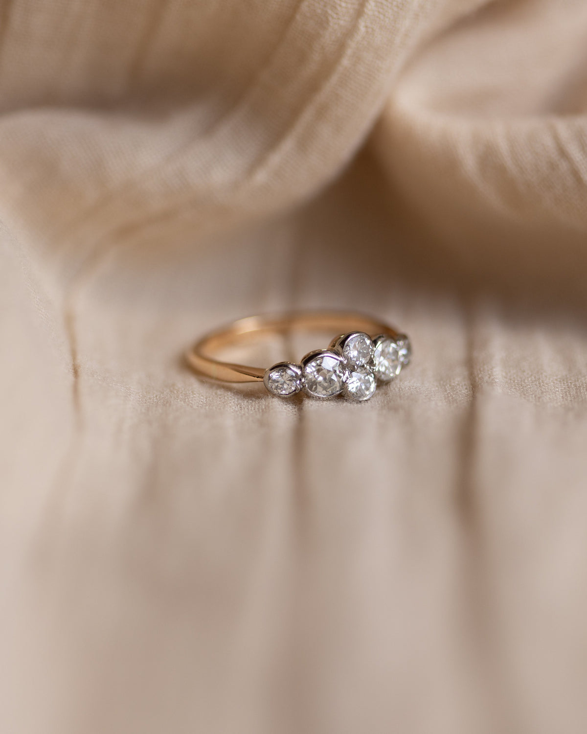 Verity Vintage 18ct Gold Diamond Six Stone Ring