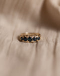 Henrietta 1978 Vintage 9ct Gold Blue Topaz Five Stone Ring