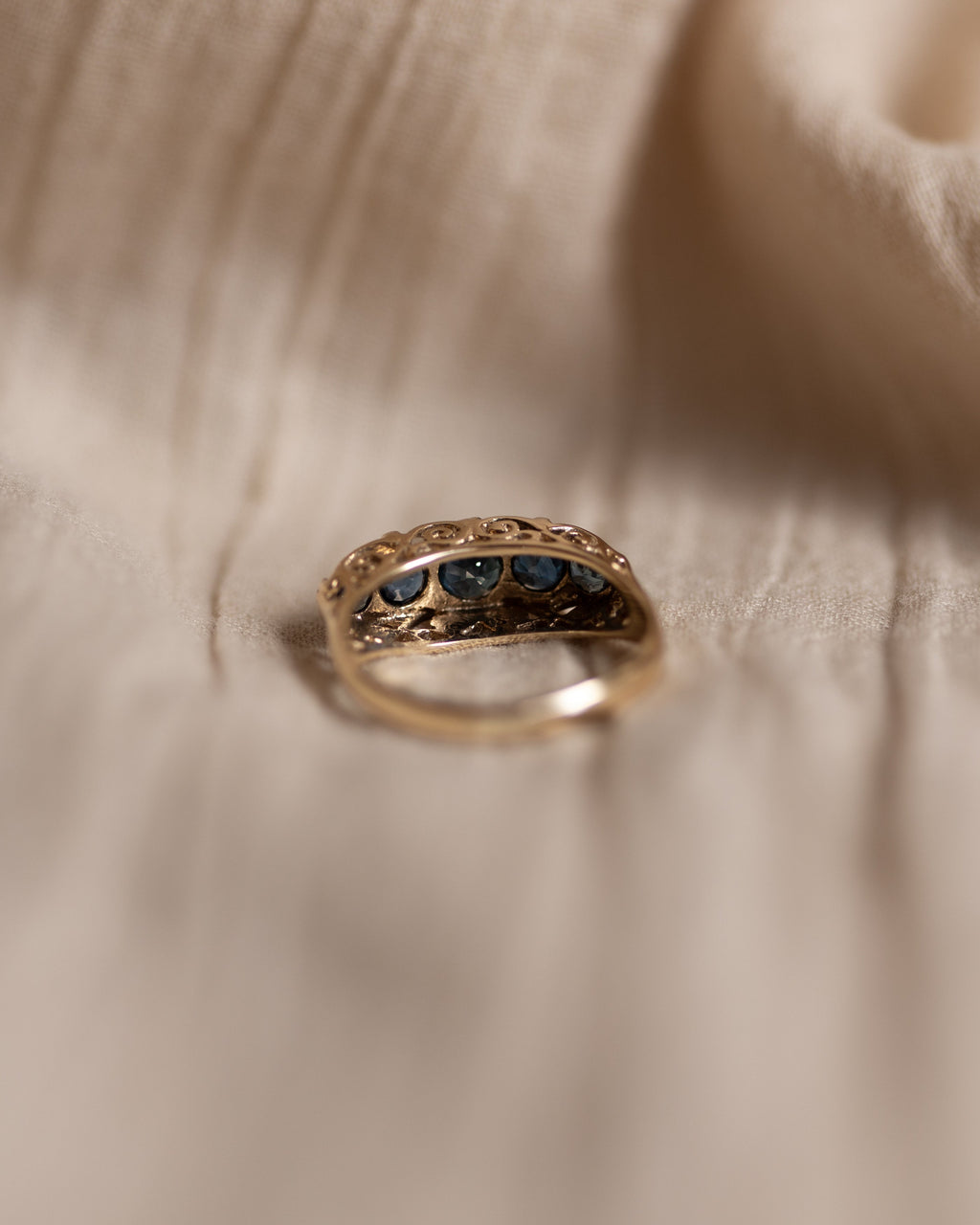 Henrietta 1978 Vintage 9ct Gold Blue Topaz Five Stone Ring