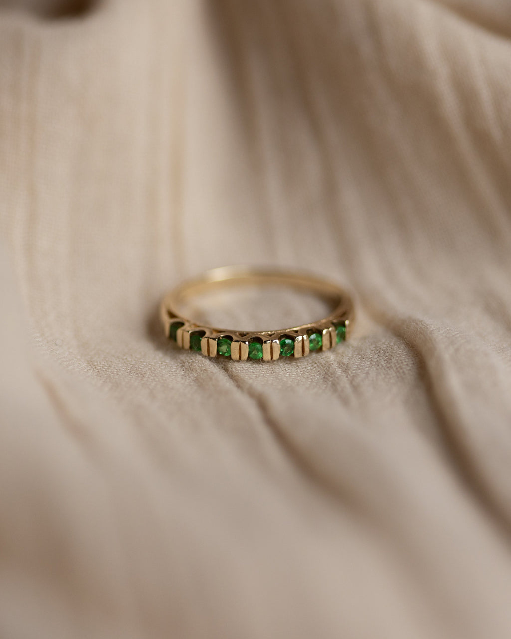 Georgia Vintage 9ct Gold Emerald Half Eternity Ring