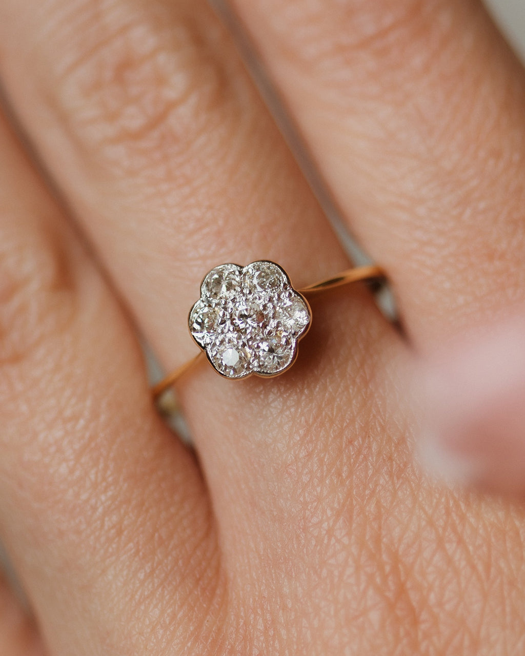 Georgina Antique 18ct Gold Diamond Daisy Cluster Ring
