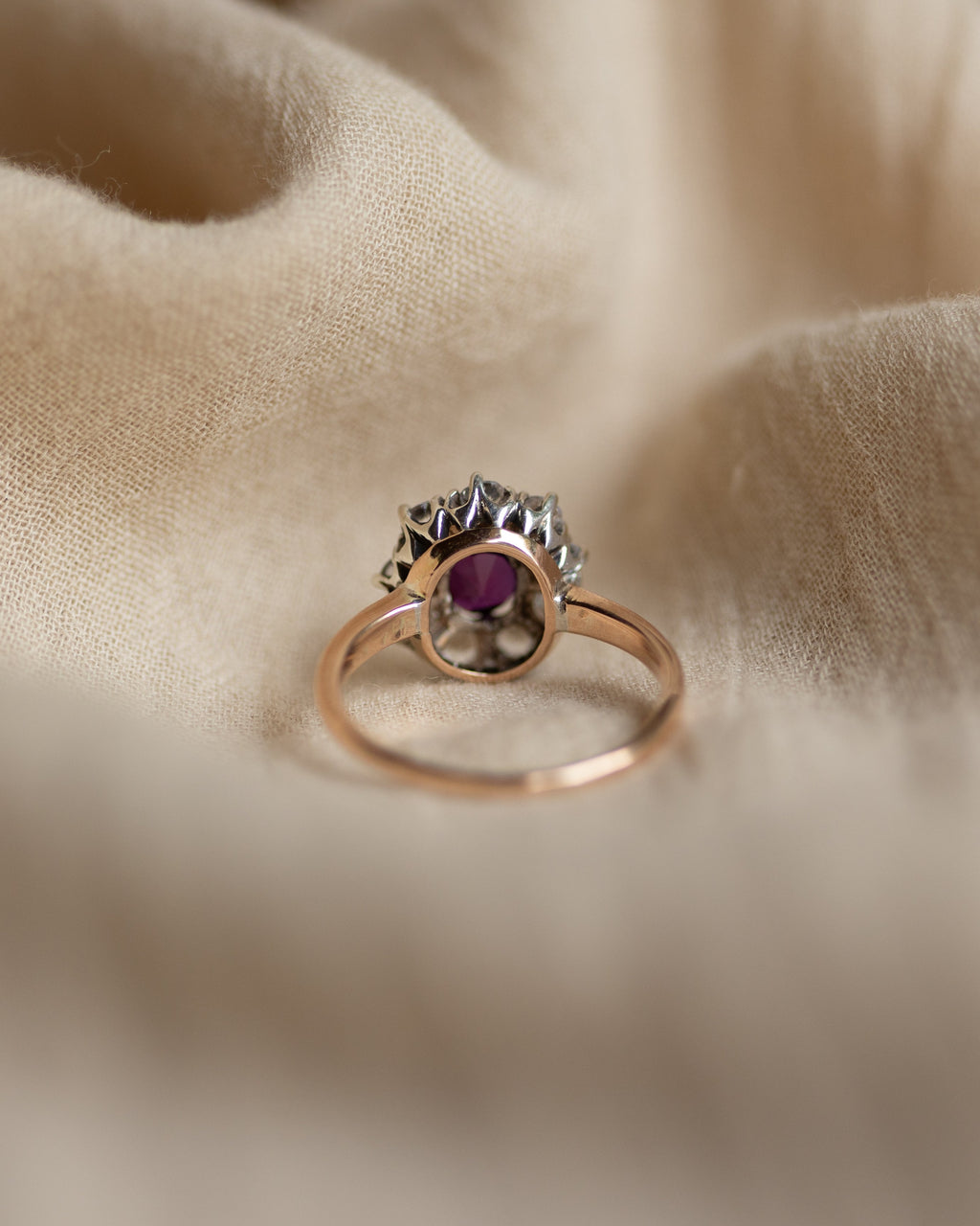 Patricia Antique 15ct Gold Ruby & White Sapphire Cluster Ring