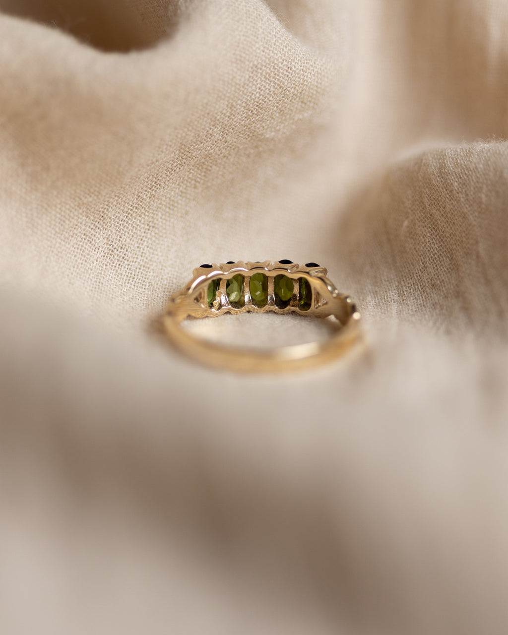 Pierrette Vintage 9ct Gold Tourmaline Five Stone Ring