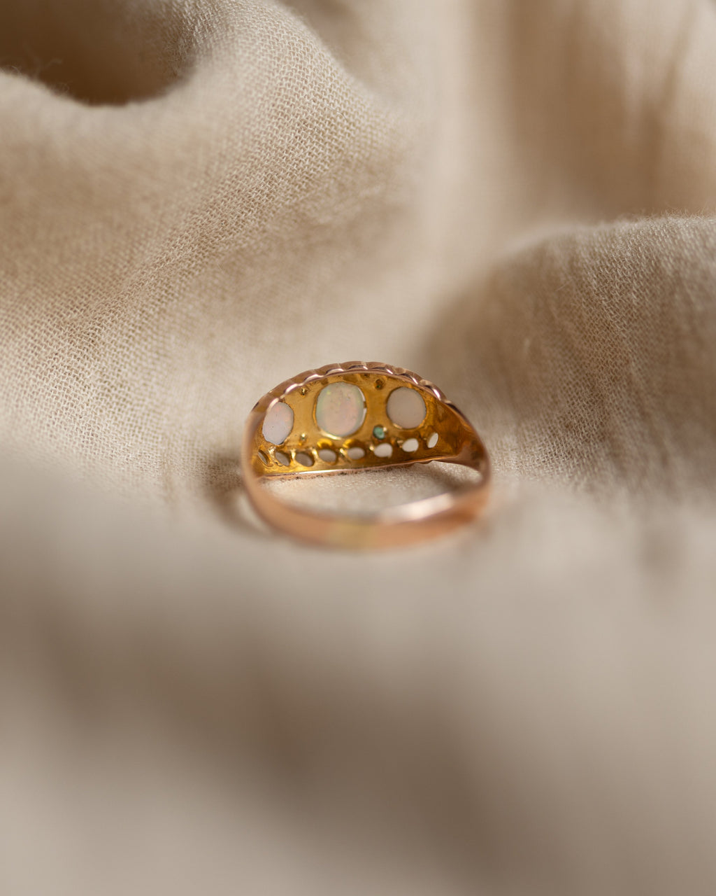 Fabienne 1907 Antique 9ct Gold Opal & Emerald Ring