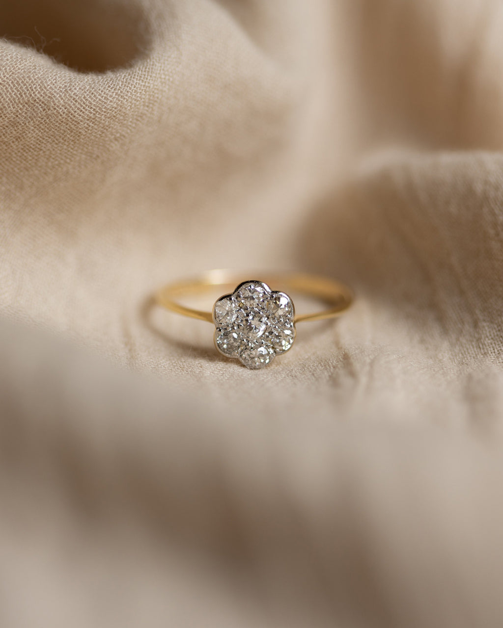 Georgina Antique 18ct Gold Diamond Daisy Cluster Ring