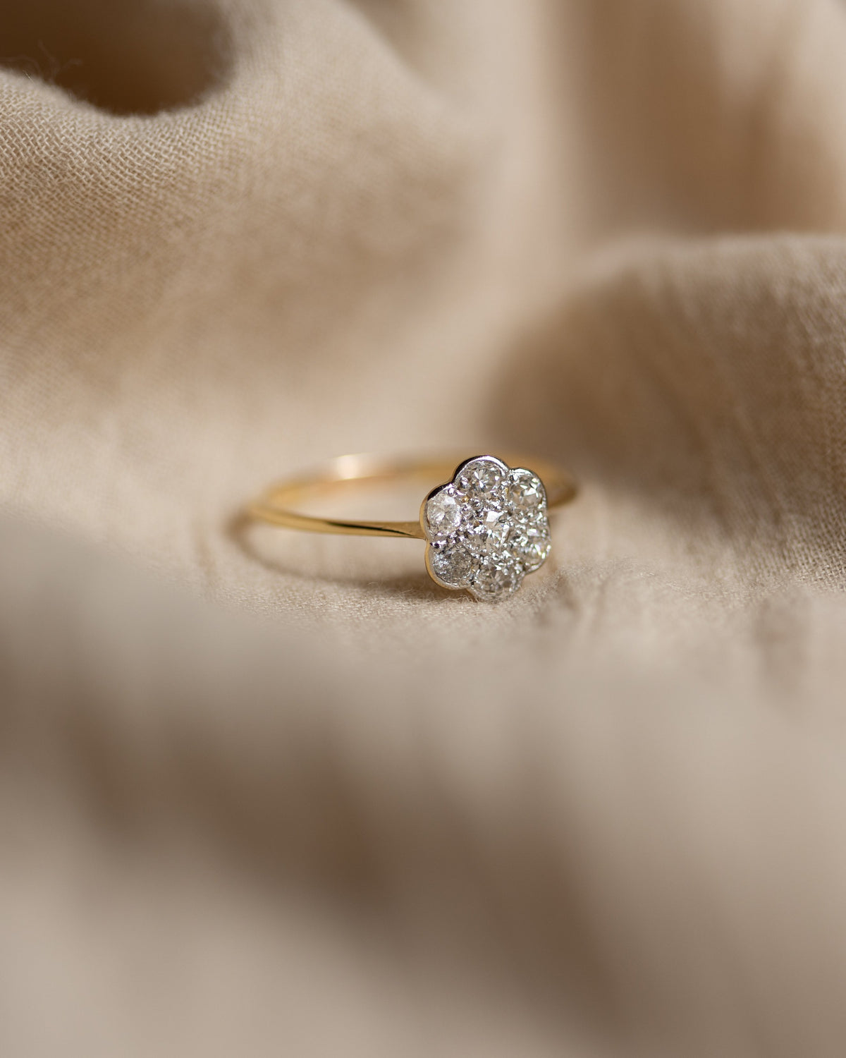 Georgina Antique 18ct Gold Diamond Daisy Cluster Ring