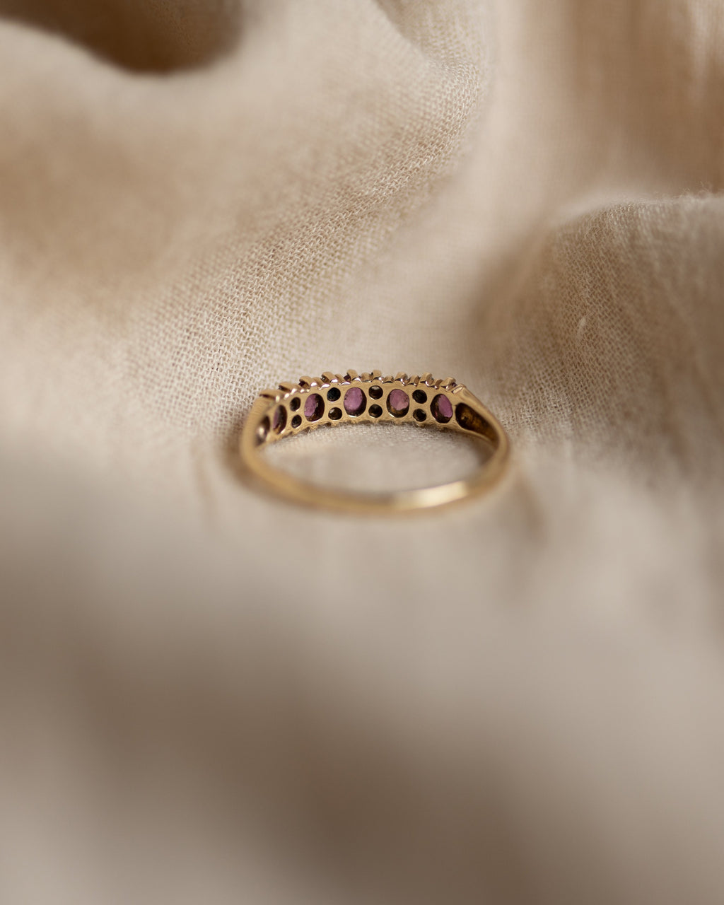Elodie Vintage 9ct Gold Ruby & Diamond Half Eternity Ring