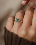 Frieda Antique Art Deco 9ct Gold Emerald & Diamond Five Stone Ring
