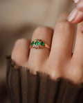 Antonia Antique 18ct Gold Emerald & Diamond Cluster Ring