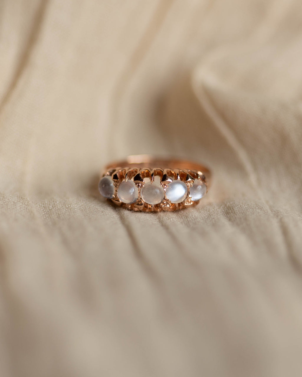Albertine Antique 9ct Gold Moonstone Five Stone Ring