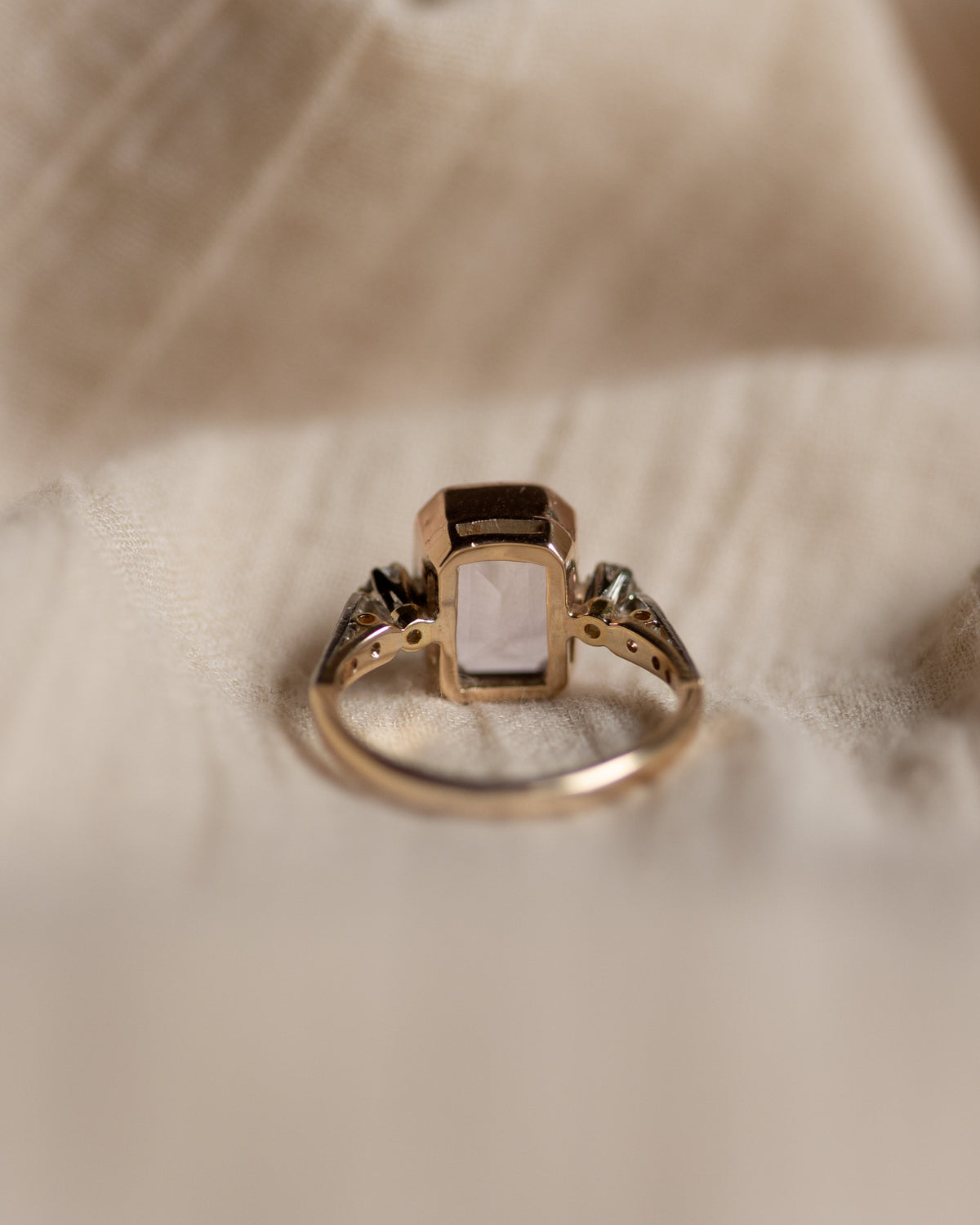 Marielle Antique Art Deco 15ct Gold Amethyst & Diamond Ring