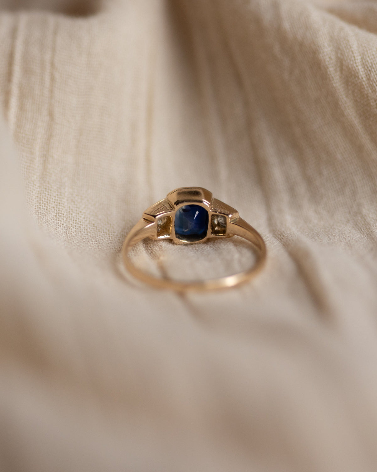 Rowan Antique 15ct Gold Sapphire & Diamond Trilogy Ring
