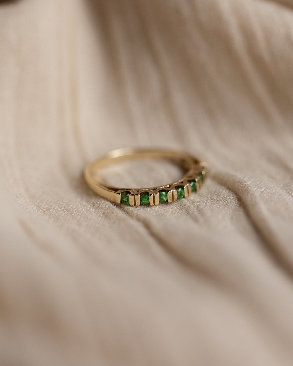 Georgia Vintage 9ct Gold Emerald Half Eternity Ring