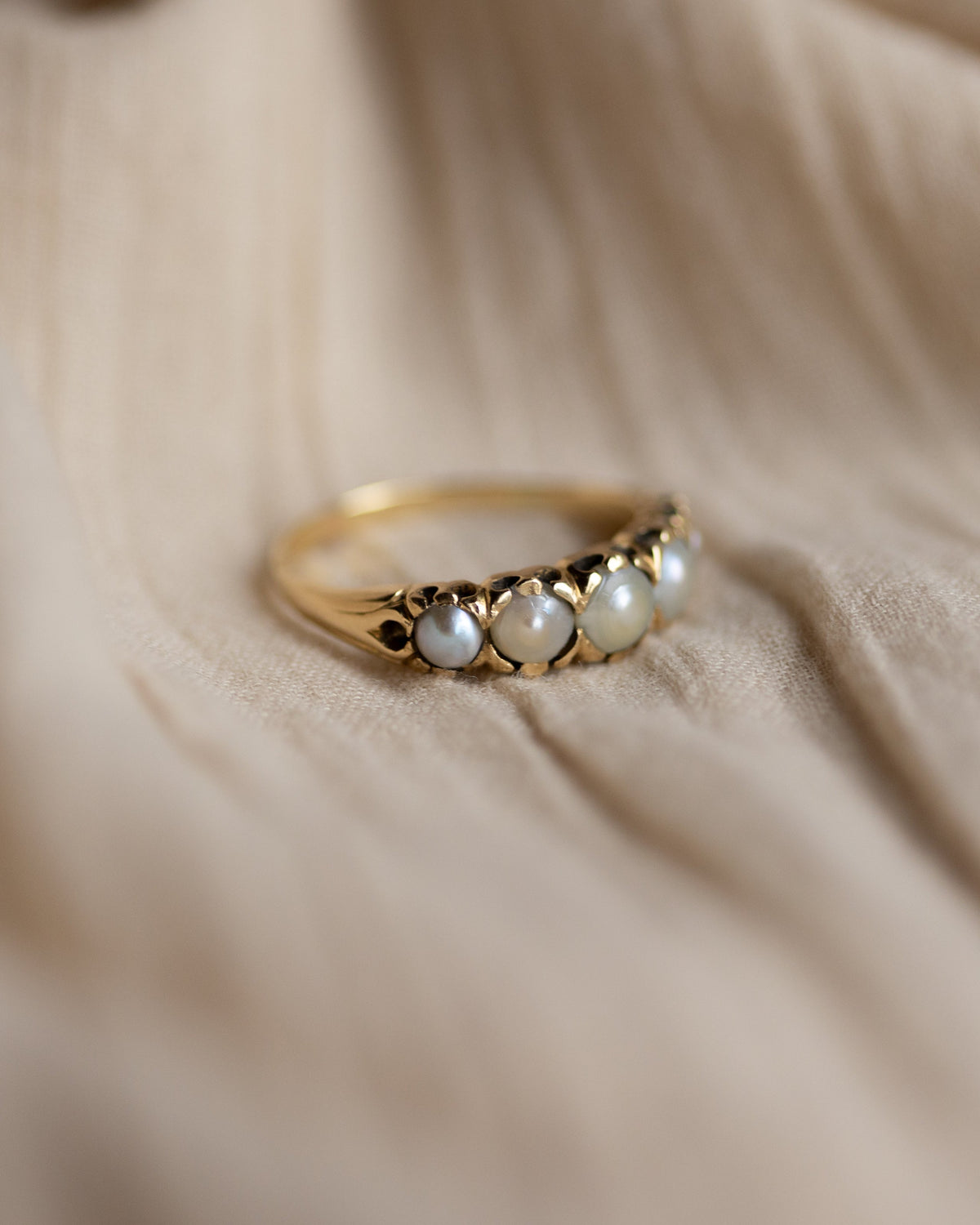 Thomasina Vintage 18ct Gold Pearl Five Stone Ring