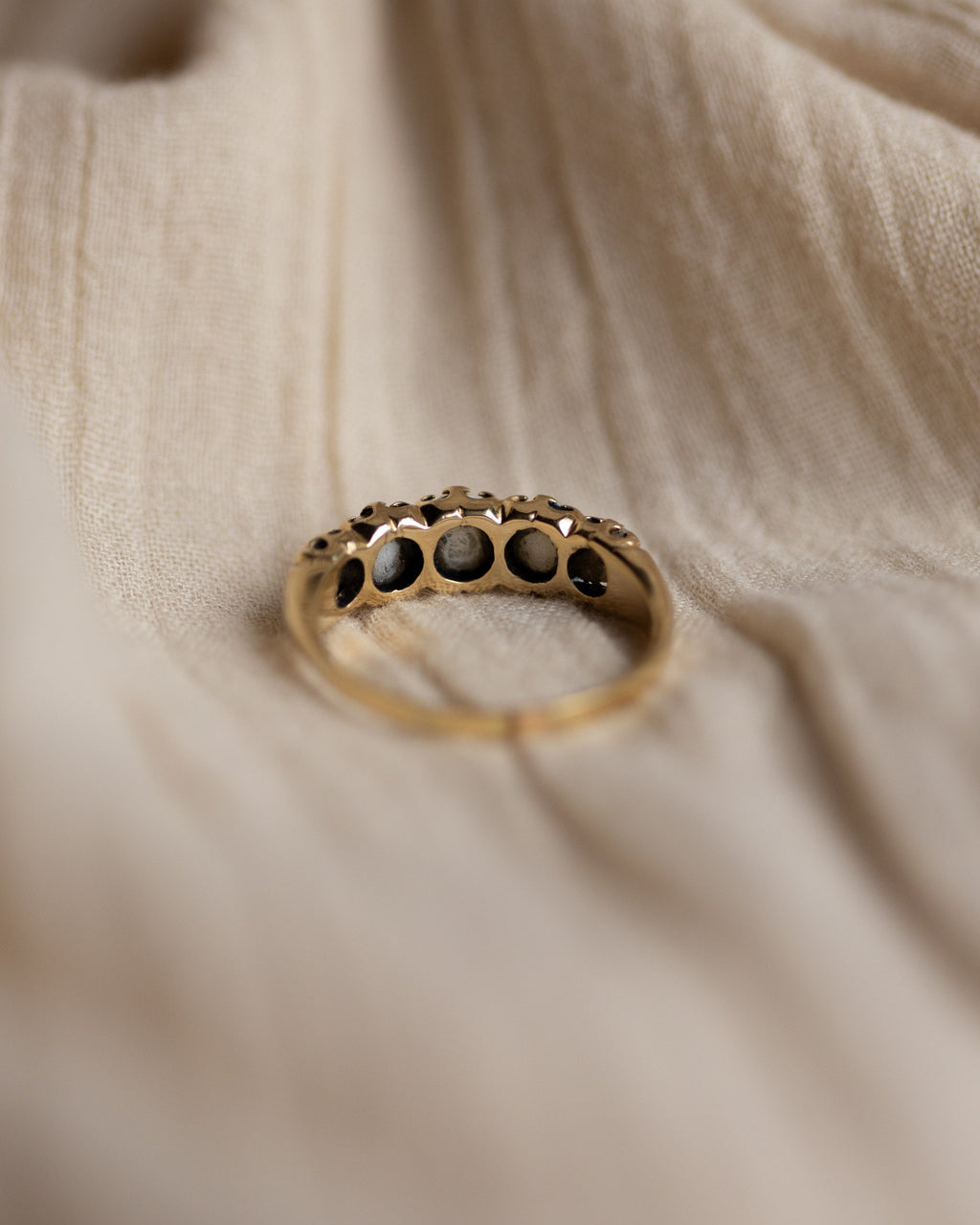 Thomasina Vintage 18ct Gold Pearl Five Stone Ring
