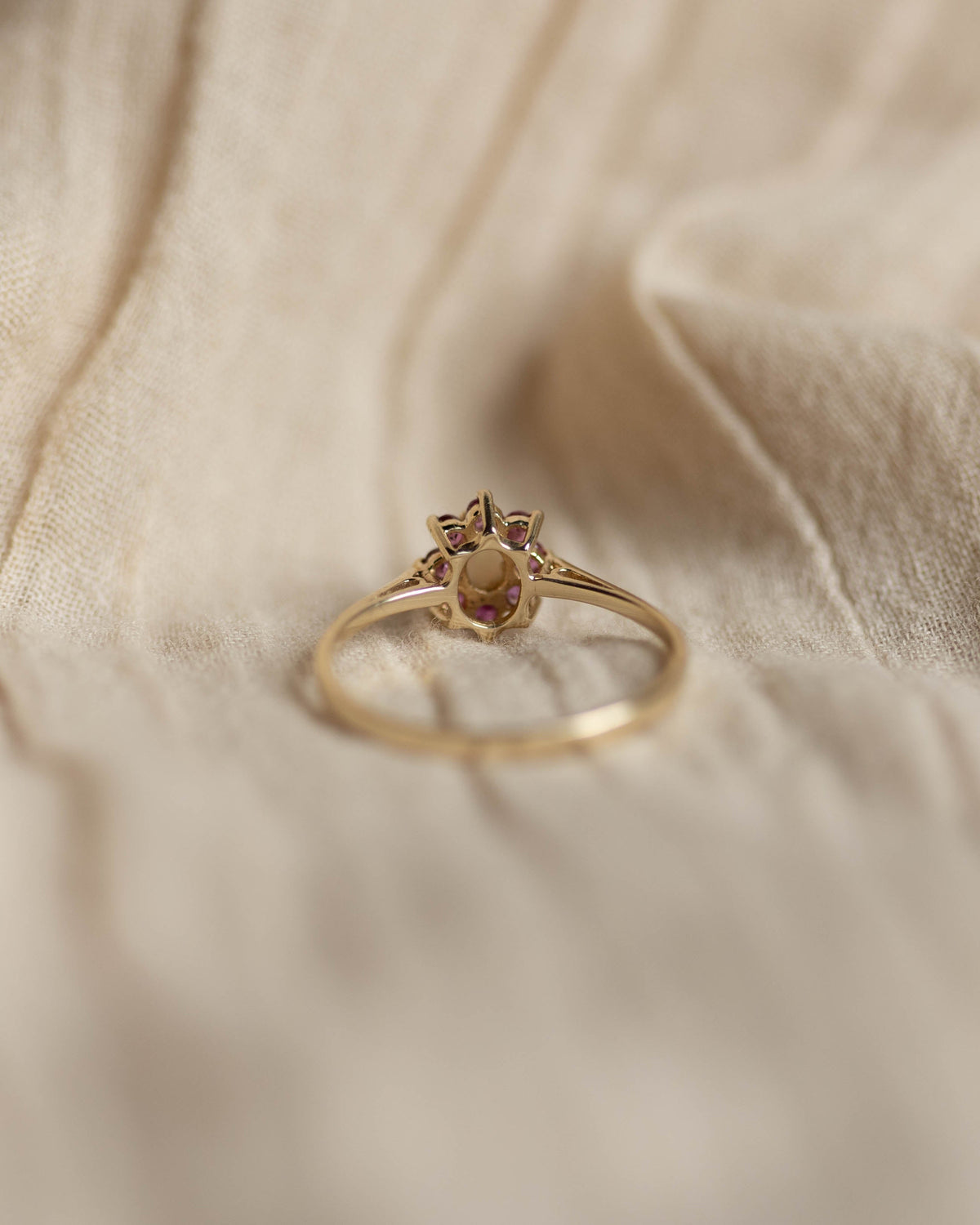 Sabina 1988 Vintage 9ct Gold Opal & Ruby Cluster Ring