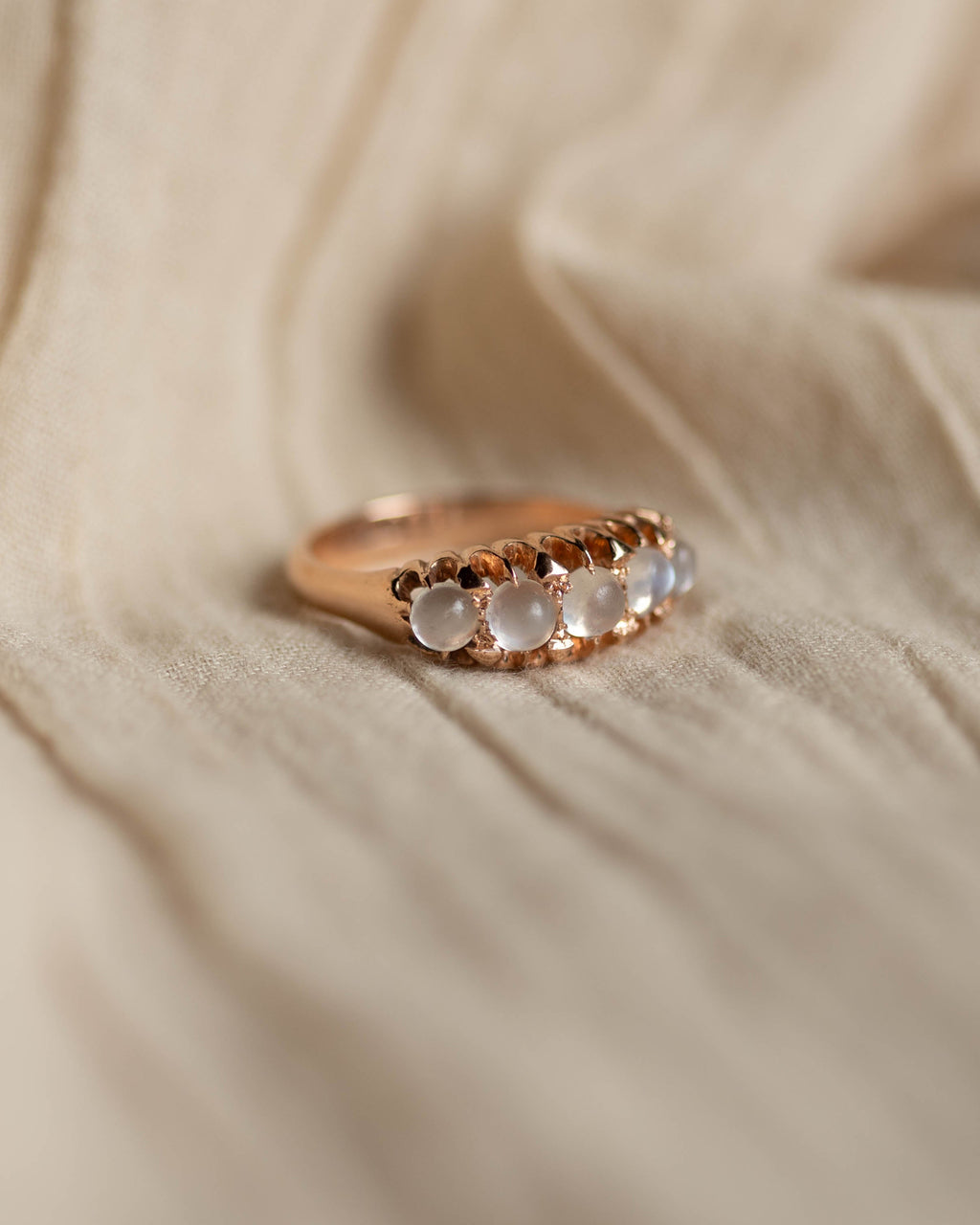 Albertine Antique 9ct Gold Moonstone Five Stone Ring