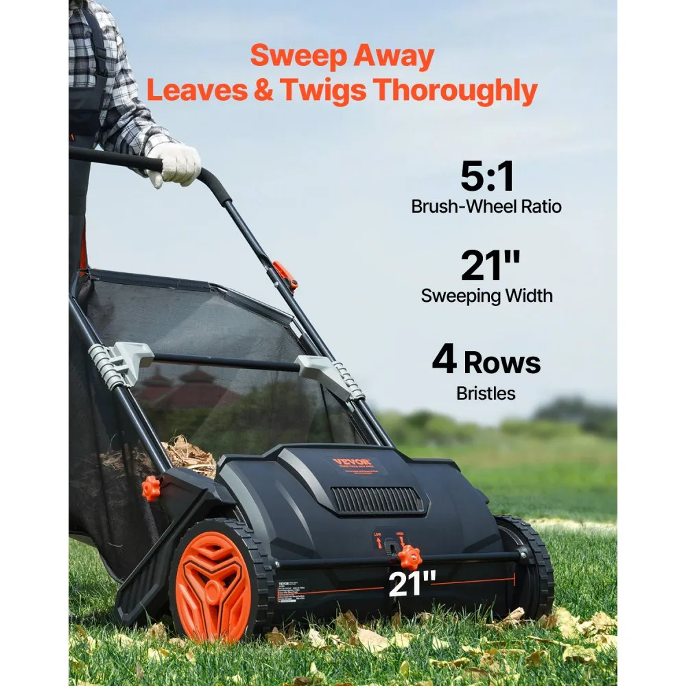 21-inch leaf and grass collector | Push Lawn Sweeper